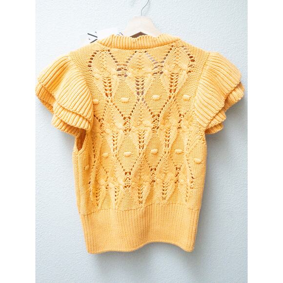 Zara Ruffled Knit Vest Orange New L - Picture 6 of 7